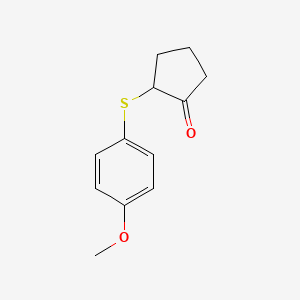 molecular formula C12H14O2S B13195871 2-[(4-Methoxyphenyl)sulfanyl]cyclopentan-1-one 