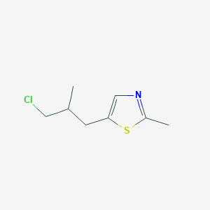 molecular formula C8H12ClNS B13195896 5-(3-Chloro-2-methylpropyl)-2-methyl-1,3-thiazole 