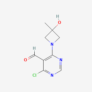 molecular formula C9H10ClN3O2 B13195958 4-Chloro-6-(3-hydroxy-3-methylazetidin-1-yl)pyrimidine-5-carbaldehyde 