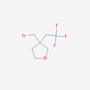 molecular formula C7H10BrF3O B13195979 3-(Bromomethyl)-3-(2,2,2-trifluoroethyl)oxolane 