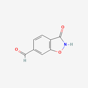 molecular formula C8H5NO3 B13195981 3-Hydroxy-1,2-benzoxazole-6-carbaldehyde 