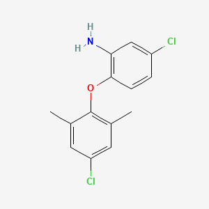 molecular formula C14H13Cl2NO B13196002 5-Chloro-2-(4-chloro-2,6-dimethylphenoxy)aniline 