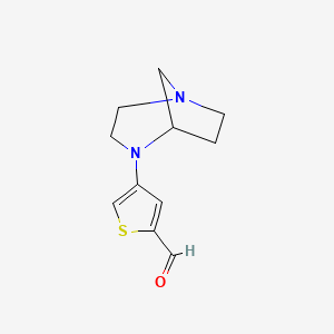 molecular formula C11H14N2OS B13196334 4-{1,4-Diazabicyclo[3.2.1]octan-4-yl}thiophene-2-carbaldehyde 