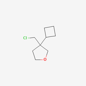 molecular formula C9H15ClO B13196355 3-(Chloromethyl)-3-cyclobutyloxolane 