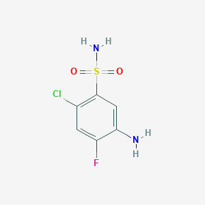 molecular formula C6H6ClFN2O2S B13196374 4-Chloro-2-fluoro-5-sulfamoylaniline 