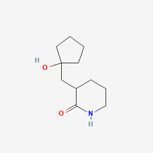 molecular formula C11H19NO2 B13196408 3-[(1-Hydroxycyclopentyl)methyl]piperidin-2-one 