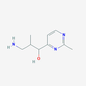 molecular formula C9H15N3O B13196433 3-Amino-2-methyl-1-(2-methylpyrimidin-4-YL)propan-1-OL 