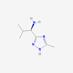 molecular formula C7H14N4 B13196452 (1R)-2-Methyl-1-(5-methyl-1H-1,2,4-triazol-3-yl)propan-1-amine 