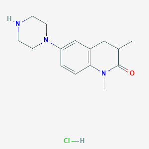 molecular formula C15H22ClN3O B13196453 1,3-Dimethyl-6-(piperazin-1-yl)-1,2,3,4-tetrahydroquinolin-2-one hydrochloride 