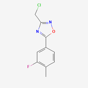 molecular formula C10H8ClFN2O B13196553 3-(Chloromethyl)-5-(3-fluoro-4-methylphenyl)-1,2,4-oxadiazole 