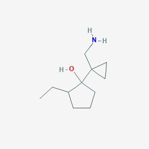 molecular formula C11H21NO B13196561 1-[1-(Aminomethyl)cyclopropyl]-2-ethylcyclopentan-1-ol 