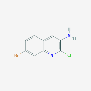 molecular formula C9H6BrClN2 B13196791 7-Bromo-2-chloroquinolin-3-amine 