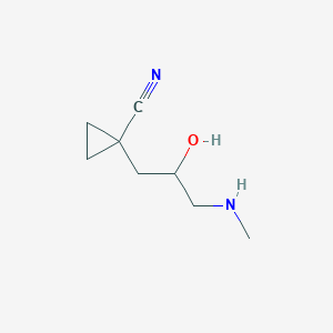 molecular formula C8H14N2O B13196804 1-[2-Hydroxy-3-(methylamino)propyl]cyclopropane-1-carbonitrile 