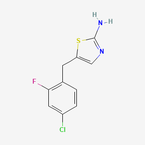 molecular formula C10H8ClFN2S B13196940 5-(4-Chloro-2-fluorobenzyl)-1,3-thiazol-2-amine 