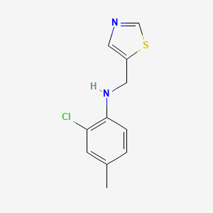 molecular formula C11H11ClN2S B13196986 2-chloro-4-methyl-N-(1,3-thiazol-5-ylmethyl)aniline 