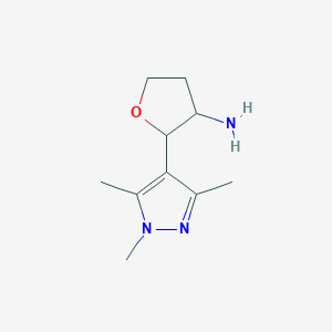 molecular formula C10H17N3O B13197025 2-(Trimethyl-1H-pyrazol-4-yl)oxolan-3-amine 