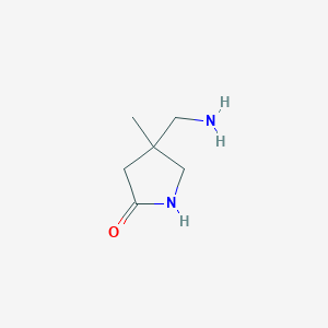 molecular formula C6H12N2O B13197058 4-(Aminomethyl)-4-methyl-2-pyrrolidinone 