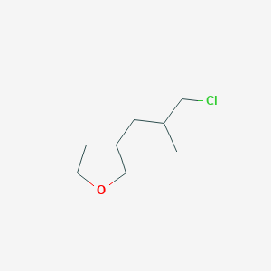 molecular formula C8H15ClO B13197123 3-(3-Chloro-2-methylpropyl)oxolane 