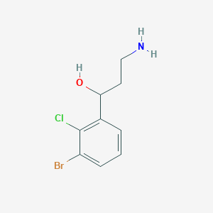 molecular formula C9H11BrClNO B13197129 3-Amino-1-(3-bromo-2-chlorophenyl)propan-1-ol 