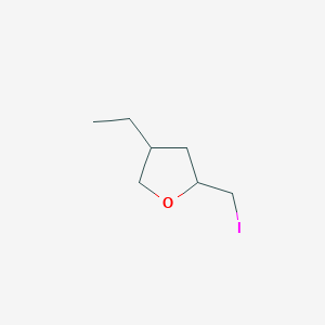 molecular formula C7H13IO B13197141 4-Ethyl-2-(iodomethyl)oxolane 