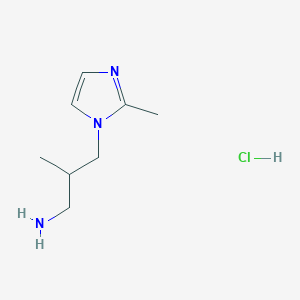 molecular formula C8H16ClN3 B13197182 2-methyl-3-(2-methyl-1H-imidazol-1-yl)propan-1-amine hydrochloride CAS No. 1181458-95-6