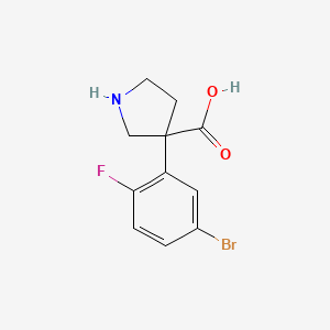 molecular formula C11H11BrFNO2 B13197286 3-(5-Bromo-2-fluorophenyl)pyrrolidine-3-carboxylic acid 