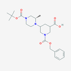 molecular formula C24H35N3O6 B13197319 1-[(Benzyloxy)carbonyl]-5-[(2S)-4-[(tert-butoxy)carbonyl]-2-methylpiperazin-1-yl]piperidine-3-carboxylic acid 