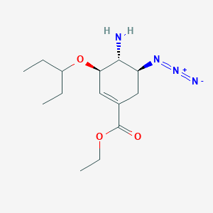 molecular formula C14H24N4O3 B131974 乙基(3S,4R,5S)-4-氨基-5-叠氮基-3-[(戊烷-3-基)氧基]环己-1-烯-1-羧酸酯 CAS No. 204255-04-9