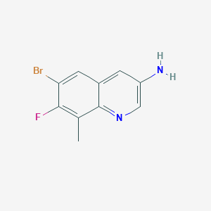 molecular formula C10H8BrFN2 B13197569 6-Bromo-7-fluoro-8-methylquinolin-3-amine 