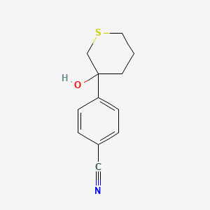 molecular formula C12H13NOS B13197663 4-(3-Hydroxythian-3-yl)benzonitrile 