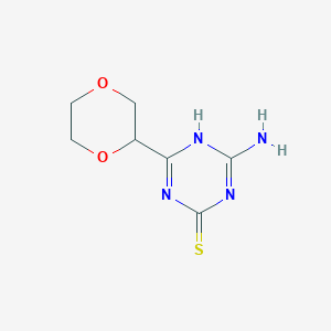 molecular formula C7H10N4O2S B13197776 4-Amino-6-(1,4-dioxan-2-yl)-1,3,5-triazine-2-thiol 