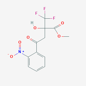 molecular formula C12H10F3NO6 B13197794 Methyl 2-hydroxy-4-(2-nitrophenyl)-4-oxo-2-(trifluoromethyl)butanoate 