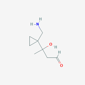 molecular formula C8H15NO2 B13197817 3-[1-(Aminomethyl)cyclopropyl]-3-hydroxybutanal 