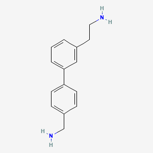 molecular formula C15H18N2 B13197825 2-{3-[4-(Aminomethyl)phenyl]phenyl}ethan-1-amine 