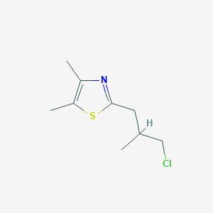 molecular formula C9H14ClNS B13197840 2-(3-Chloro-2-methylpropyl)-4,5-dimethyl-1,3-thiazole 