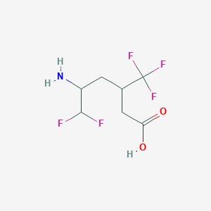 molecular formula C7H10F5NO2 B13197846 5-Amino-6,6-difluoro-3-(trifluoromethyl)hexanoic acid 