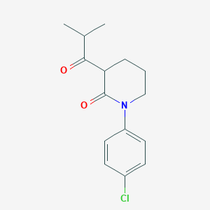 molecular formula C15H18ClNO2 B13197898 1-(4-Chlorophenyl)-3-(2-methylpropanoyl)piperidin-2-one 