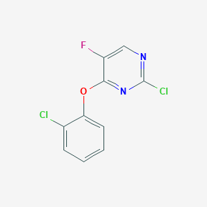 molecular formula C10H5Cl2FN2O B13197961 2-Chloro-4-(2-chlorophenoxy)-5-fluoropyrimidine 