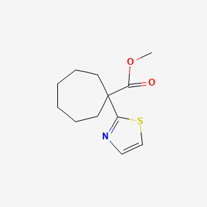 molecular formula C12H17NO2S B13198003 Methyl 1-(1,3-thiazol-2-yl)cycloheptane-1-carboxylate 