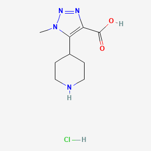 molecular formula C9H15ClN4O2 B13198066 1-Methyl-5-(piperidin-4-yl)-1H-1,2,3-triazole-4-carboxylic acid hydrochloride 