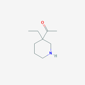 molecular formula C9H17NO B13198205 1-(3-Ethylpiperidin-3-yl)ethan-1-one 