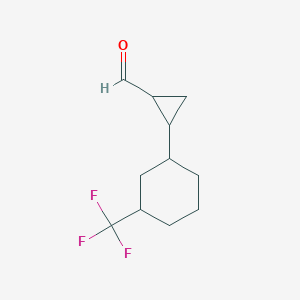 molecular formula C11H15F3O B13198274 2-[3-(Trifluoromethyl)cyclohexyl]cyclopropane-1-carbaldehyde 