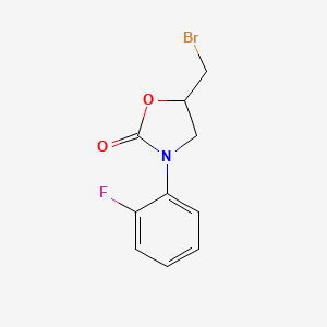 molecular formula C10H9BrFNO2 B13198368 5-(Bromomethyl)-3-(2-fluorophenyl)-1,3-oxazolidin-2-one 