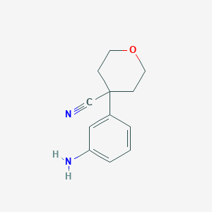 molecular formula C12H14N2O B13198375 4-(3-Aminophenyl)oxane-4-carbonitrile 