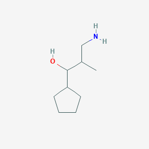 molecular formula C9H19NO B13198528 3-Amino-1-cyclopentyl-2-methylpropan-1-ol 