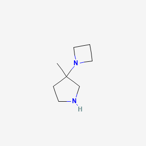 molecular formula C8H16N2 B13198684 3-(Azetidin-1-yl)-3-methylpyrrolidine CAS No. 2092436-22-9