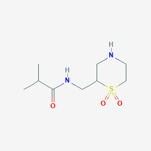 molecular formula C9H18N2O3S B13198768 N-[(1,1-Dioxo-1lambda6-thiomorpholin-2-yl)methyl]-2-methylpropanamide 