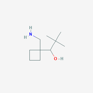 molecular formula C10H21NO B13198814 1-[1-(Aminomethyl)cyclobutyl]-2,2-dimethylpropan-1-ol 