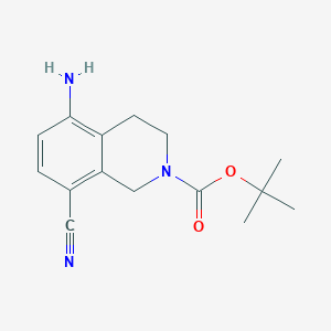 molecular formula C15H19N3O2 B13198826 tert-Butyl 5-amino-8-cyano-1,2,3,4-tetrahydroisoquinoline-2-carboxylate 