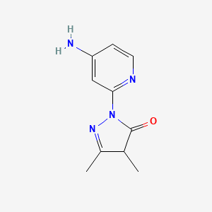 molecular formula C10H12N4O B13198957 1-(4-Aminopyridin-2-yl)-3,4-dimethyl-4,5-dihydro-1H-pyrazol-5-one 